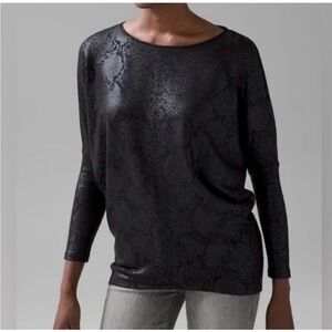 White House Black Market black python snake print foil dolman XS